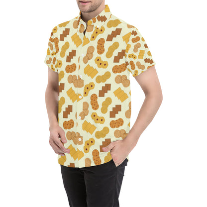 Cookie Pattern Print Design 06 Men's Short Sleeve Button Up Shirt