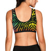 Rainbow Zebra Themed Print Sports Bra