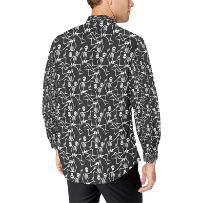 Skeleton Themed Print Men's Long Sleeve Shirt