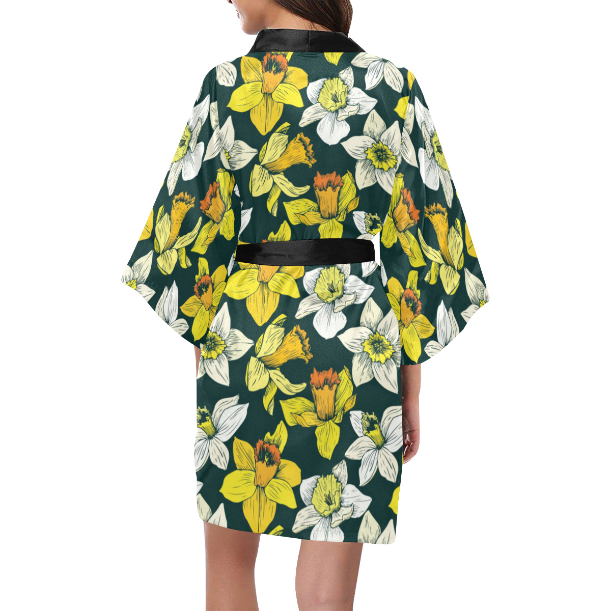Daffodils Pattern Print Design DF02 Women's Short Kimono