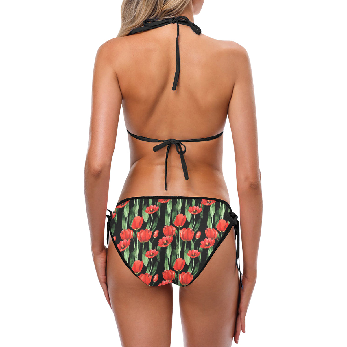 Tulip Red Pattern Print Design TP03 Bikini