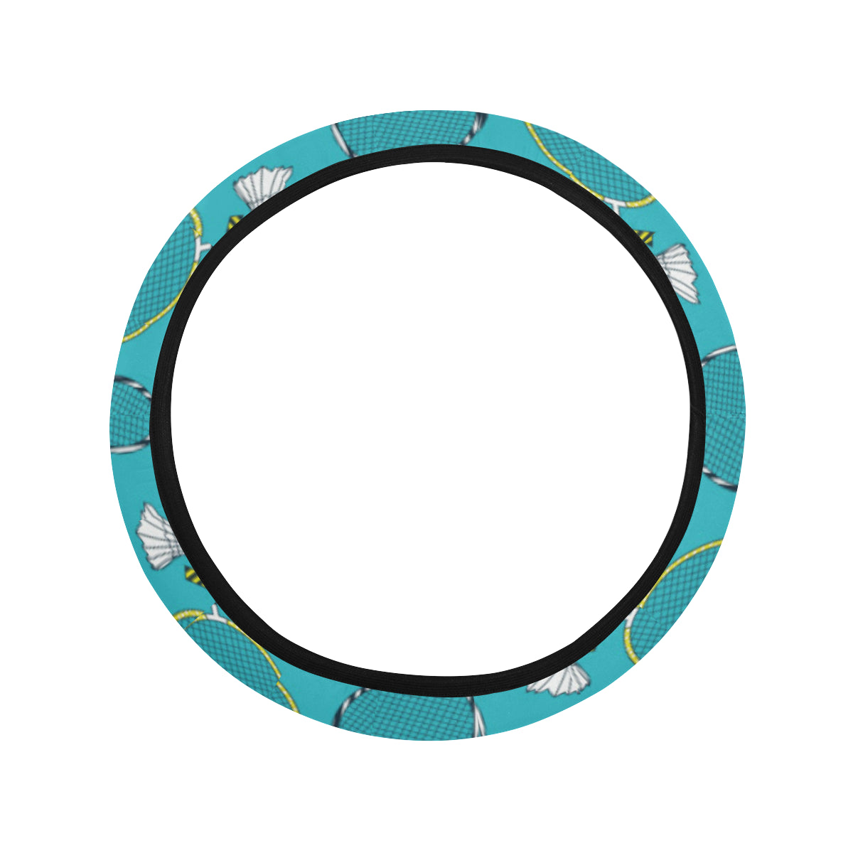 Badminton Pattern Print Design 06 Steering Wheel Cover with Elastic Edge