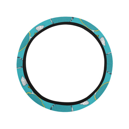Badminton Pattern Print Design 06 Steering Wheel Cover with Elastic Edge