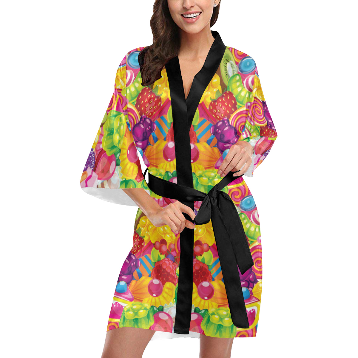 Candy Pattern Print Design CA01 Women's Short Kimono