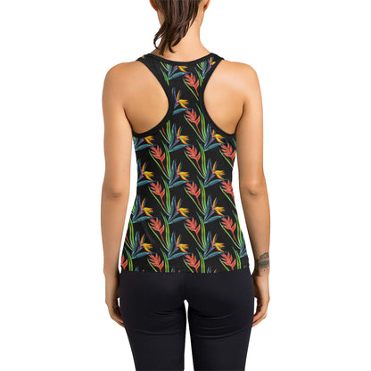 Heliconia Pattern Print Design HL04 Women's Racerback Tank Top