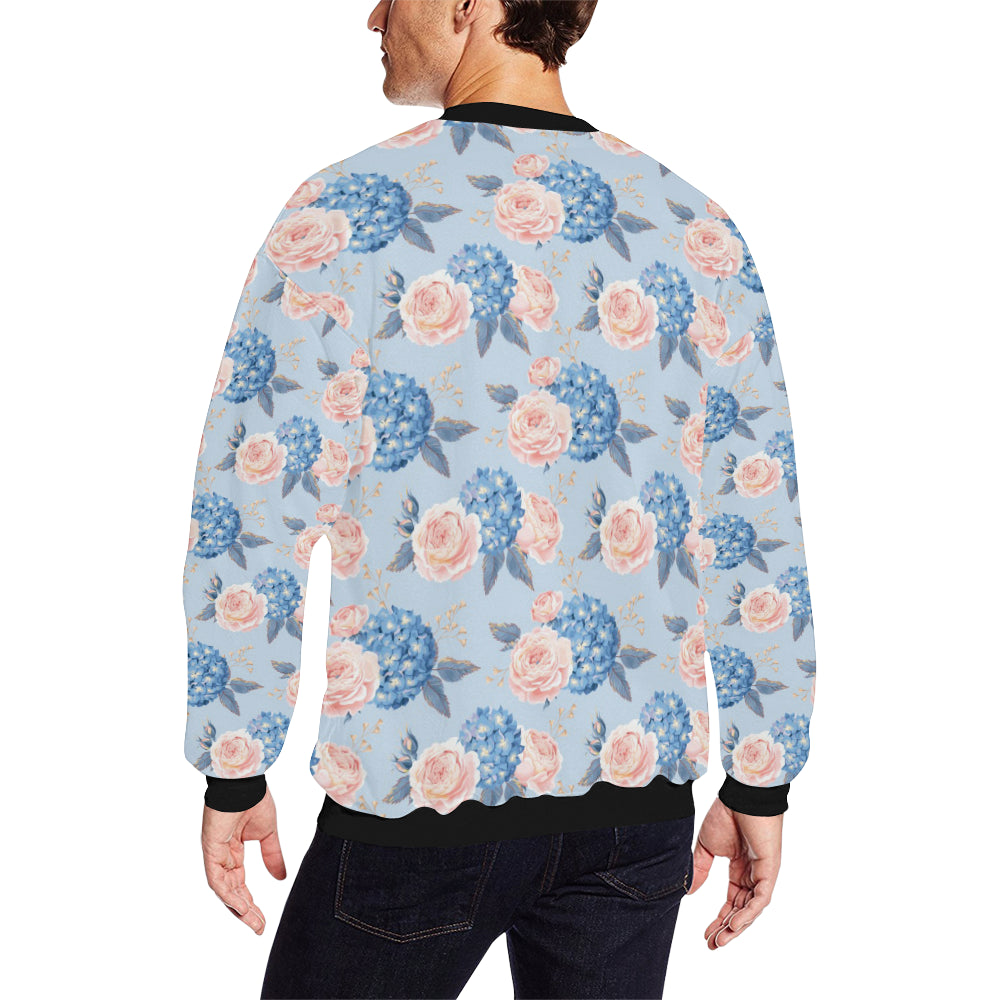 Hydrangea Pattern Print Design HD06 Men Long Sleeve Sweatshirt
