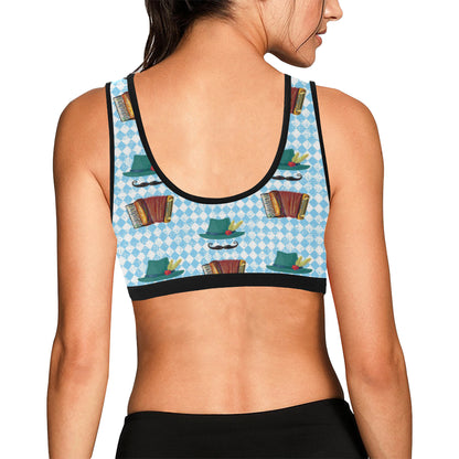 Accordion Mustache Pattern Print Design 01 Sports Bra