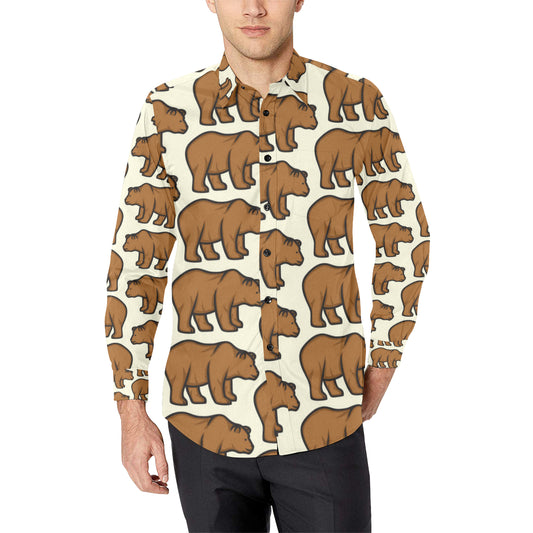 Bear Pattern Print Design BE05 Men's Long Sleeve Shirt