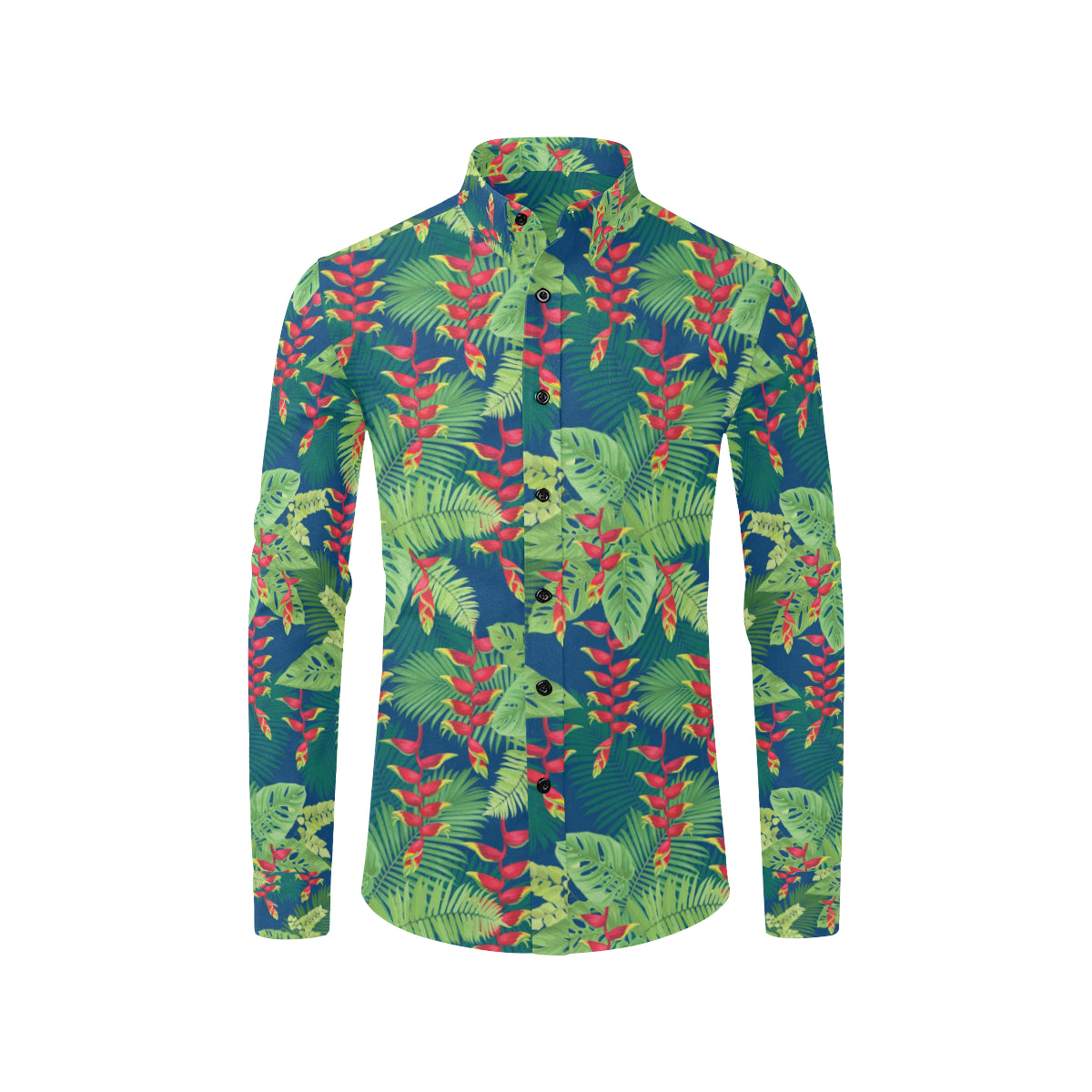 Heliconia Pattern Print Design HL08 Men's Long Sleeve Shirt