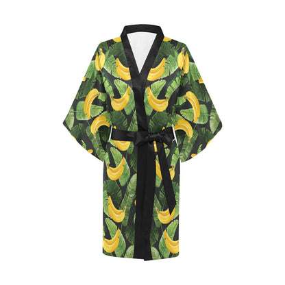 Banana Pattern Print Design BA01 Women's Short Kimono