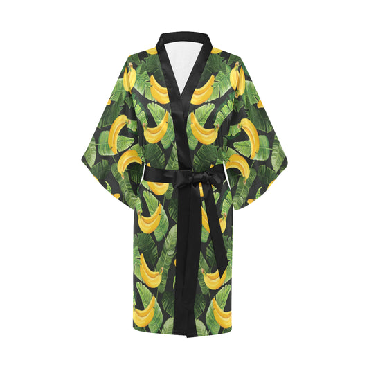 Banana Pattern Print Design BA01 Women's Short Kimono