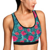 Red Hibiscus Pattern Print Design HB017 Sports Bra