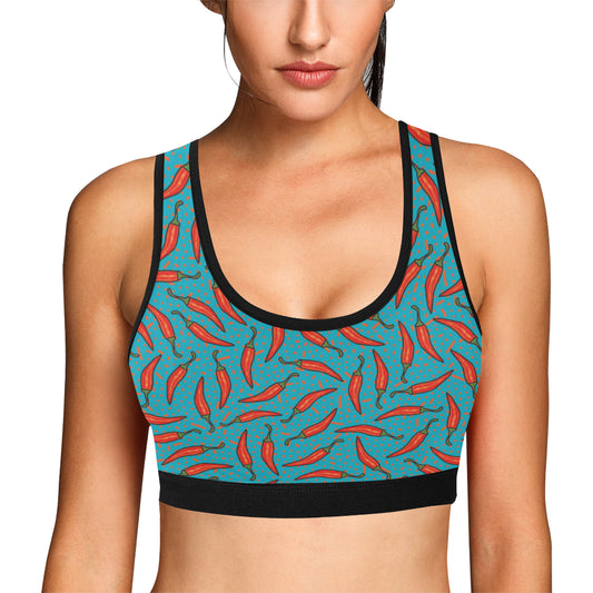 Chilli Pepper Pattern Print Design 05 Sports Bra
