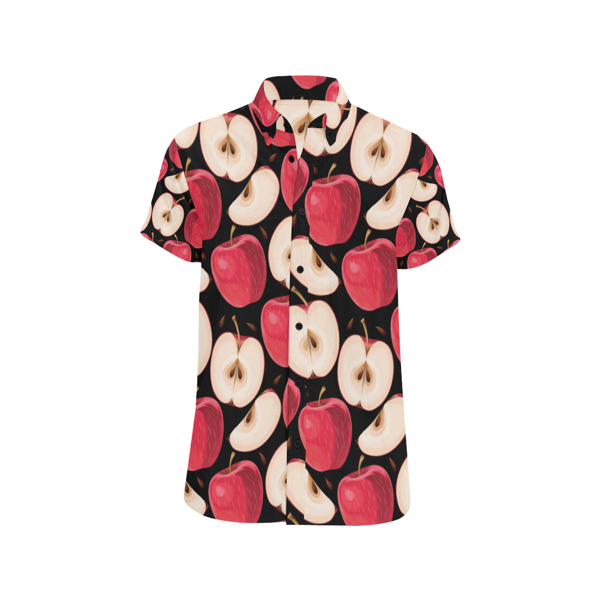Apple Pattern Print Design AP02 Men's Short Sleeve Button Up Shirt