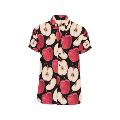 Apple Pattern Print Design AP02 Men's Short Sleeve Button Up Shirt