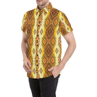 Native Pattern Print Design A09 Men's Short Sleeve Button Up Shirt