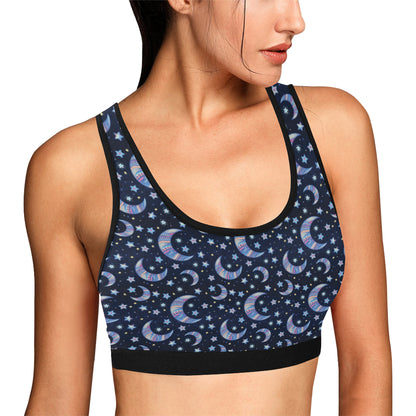 Celestial Moon Pattern Print Design 03 Sports Bra