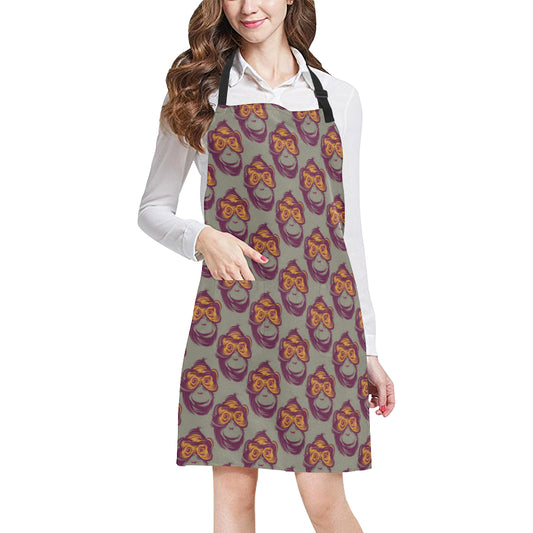 Chimpanzee Pattern Print Design 02 Apron with Pocket