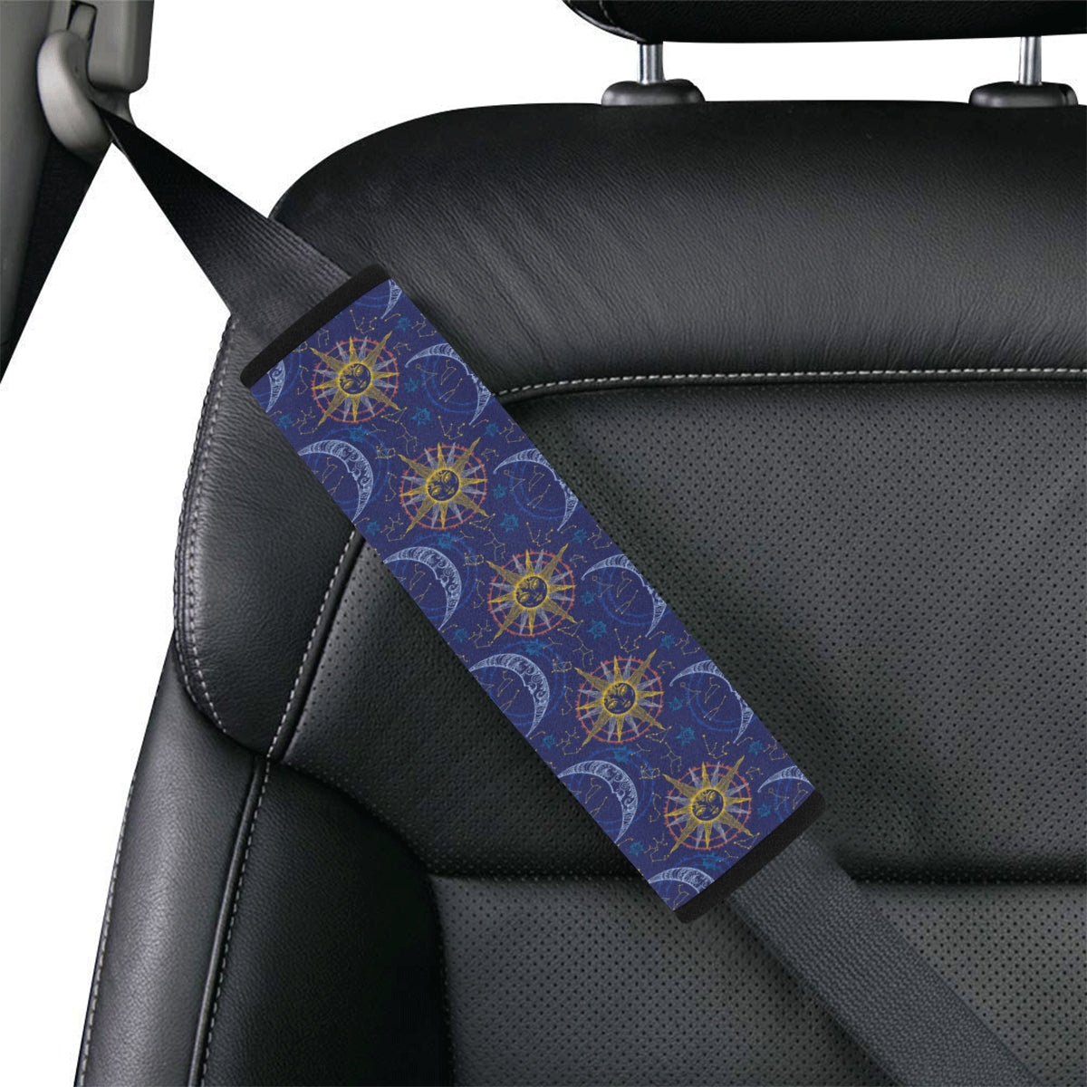 Celestial Moon Sun Pattern Print Design 01 Car Seat Belt Cover