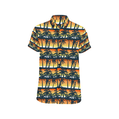 Palm Tree Pattern Print Design PT011 Men's Short Sleeve Button Up Shirt