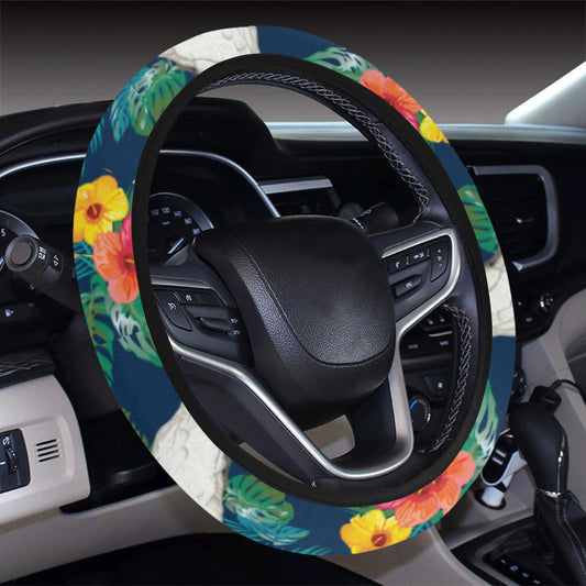 Cockatoo Tropical Pattern Print Design 02 Steering Wheel Cover with Elastic Edge