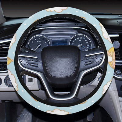 Angel Pattern Print Design 05 Steering Wheel Cover with Elastic Edge