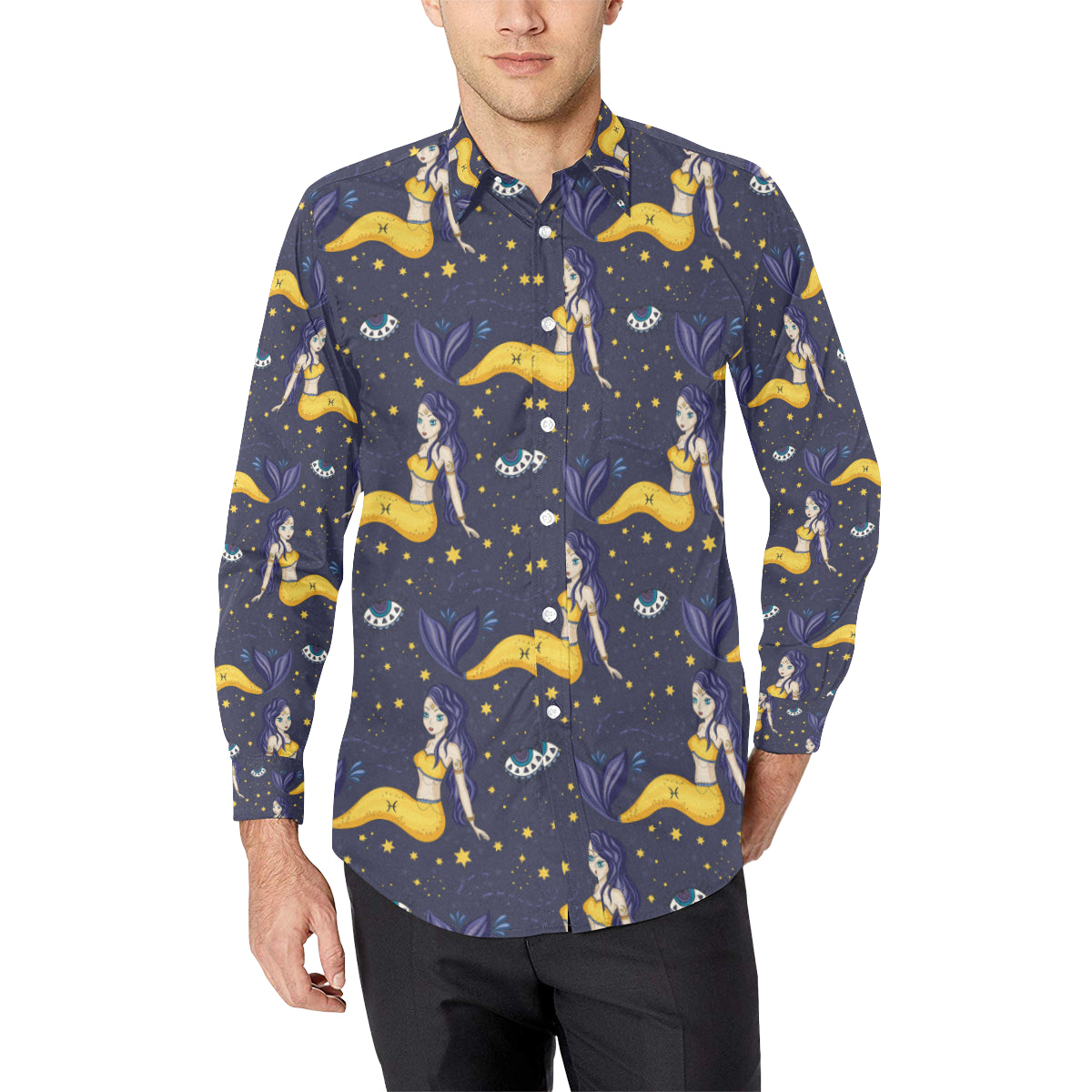 Pisces Pattern Print Design A04 Men's Long Sleeve Shirt