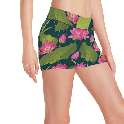 Water Lily Pattern Print Design WL09 Yoga Shorts