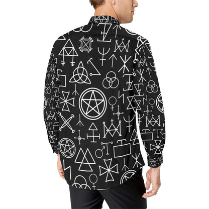 Pentagram Pattern Print Design A02 Men's Long Sleeve Shirt