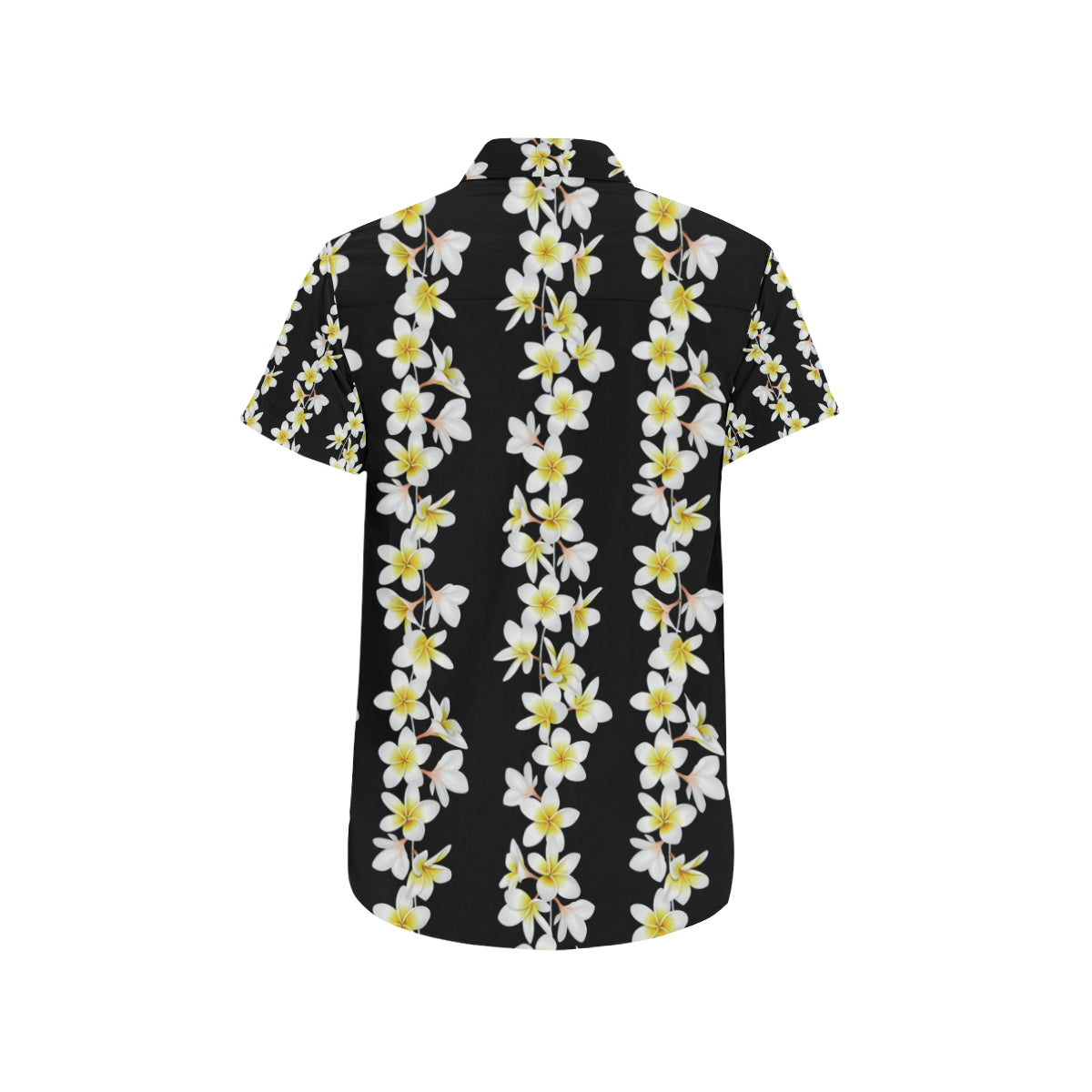 White Plumeria Pattern Print Design PM08 Men's Short Sleeve Button Up Shirt