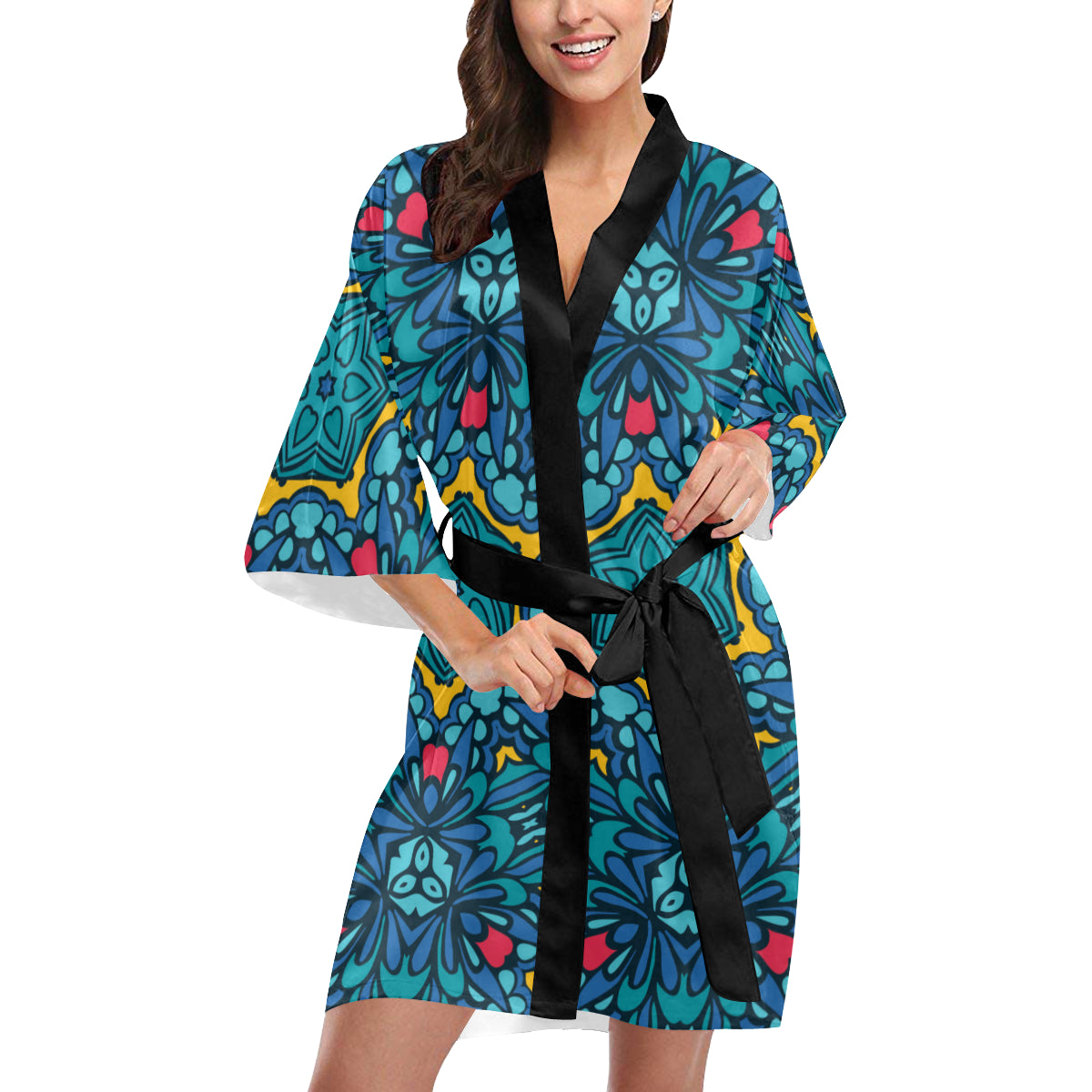 Kaleidoscope Pattern Print Design 04 Women's Short Kimono