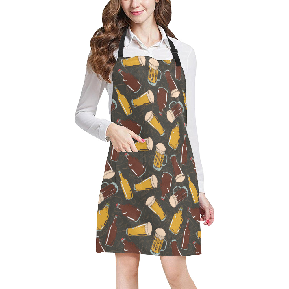Beer Pattern Print Design 03 Apron with Pocket