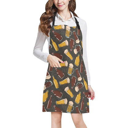 Beer Pattern Print Design 03 Apron with Pocket