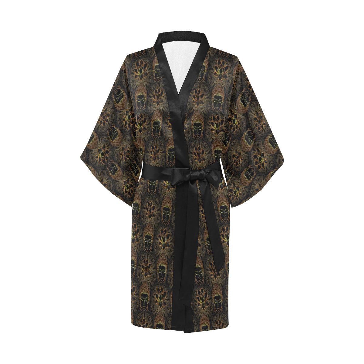 Buddha Pattern Print Design 03 Women's Short Kimono