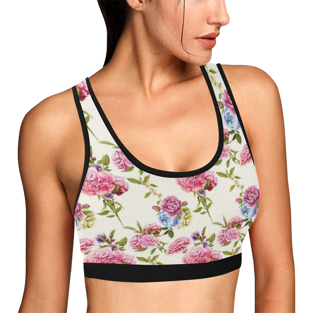 Carnations Pattern Print Design CN02 Sports Bra