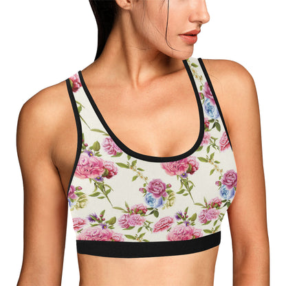 Carnations Pattern Print Design CN02 Sports Bra