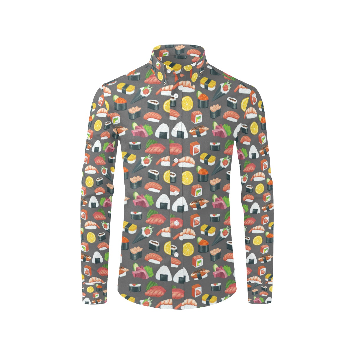 Sushi Pattern Print Men's Long Sleeve Shirt