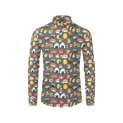 Sushi Pattern Print Men's Long Sleeve Shirt