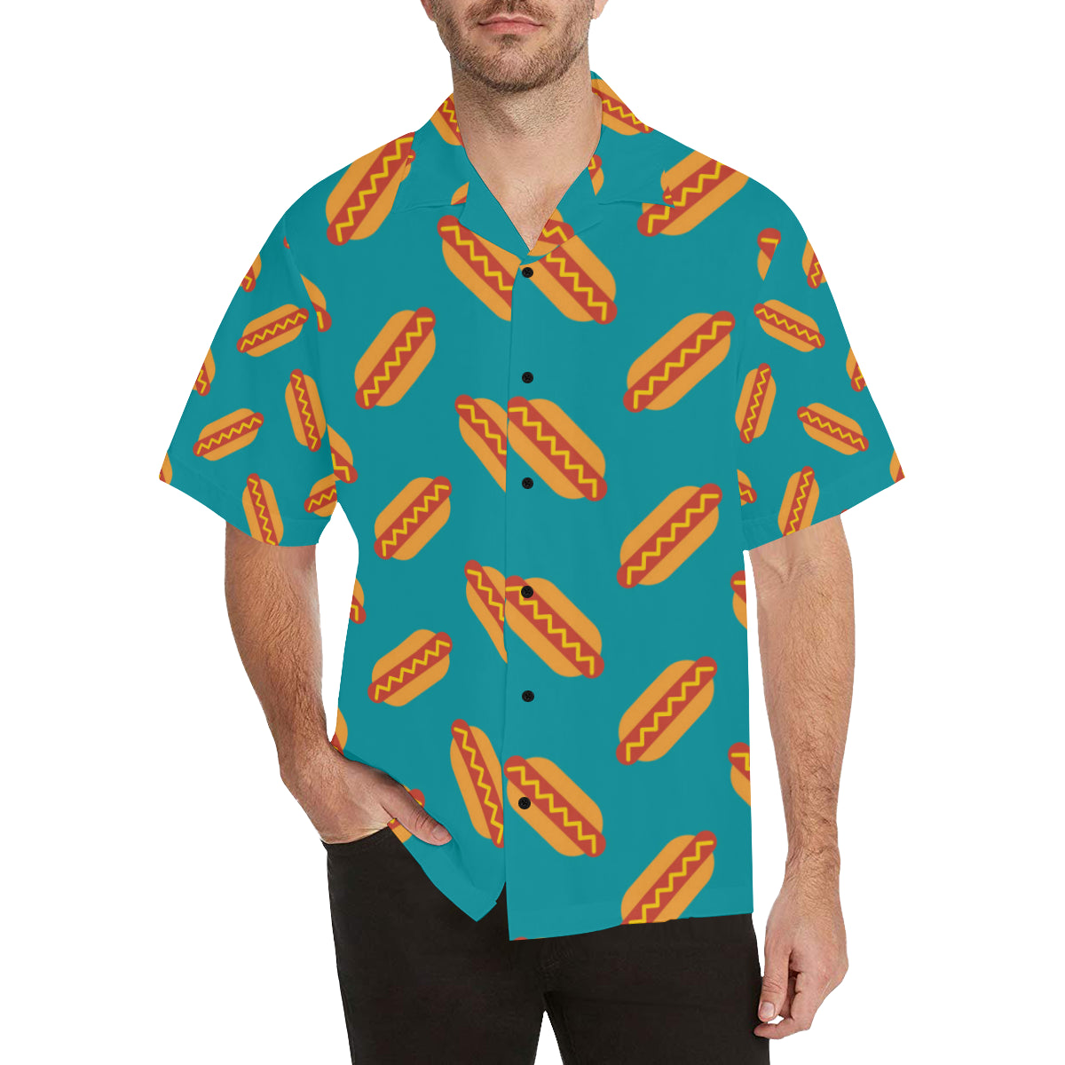 Hot Dog Pattern Print Design 03 Men's Hawaiian Shirt
