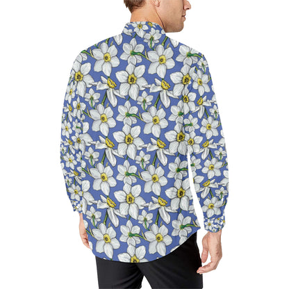 Daffodils Pattern Print Design DF08 Men's Long Sleeve Shirt