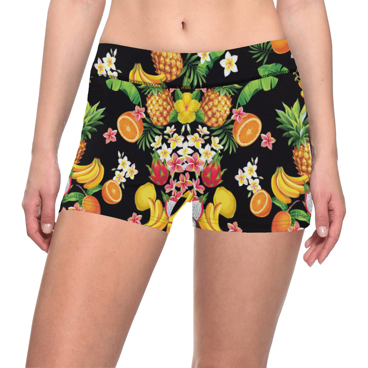 Tropical Fruits Pattern Print Design TF02 Yoga Shorts