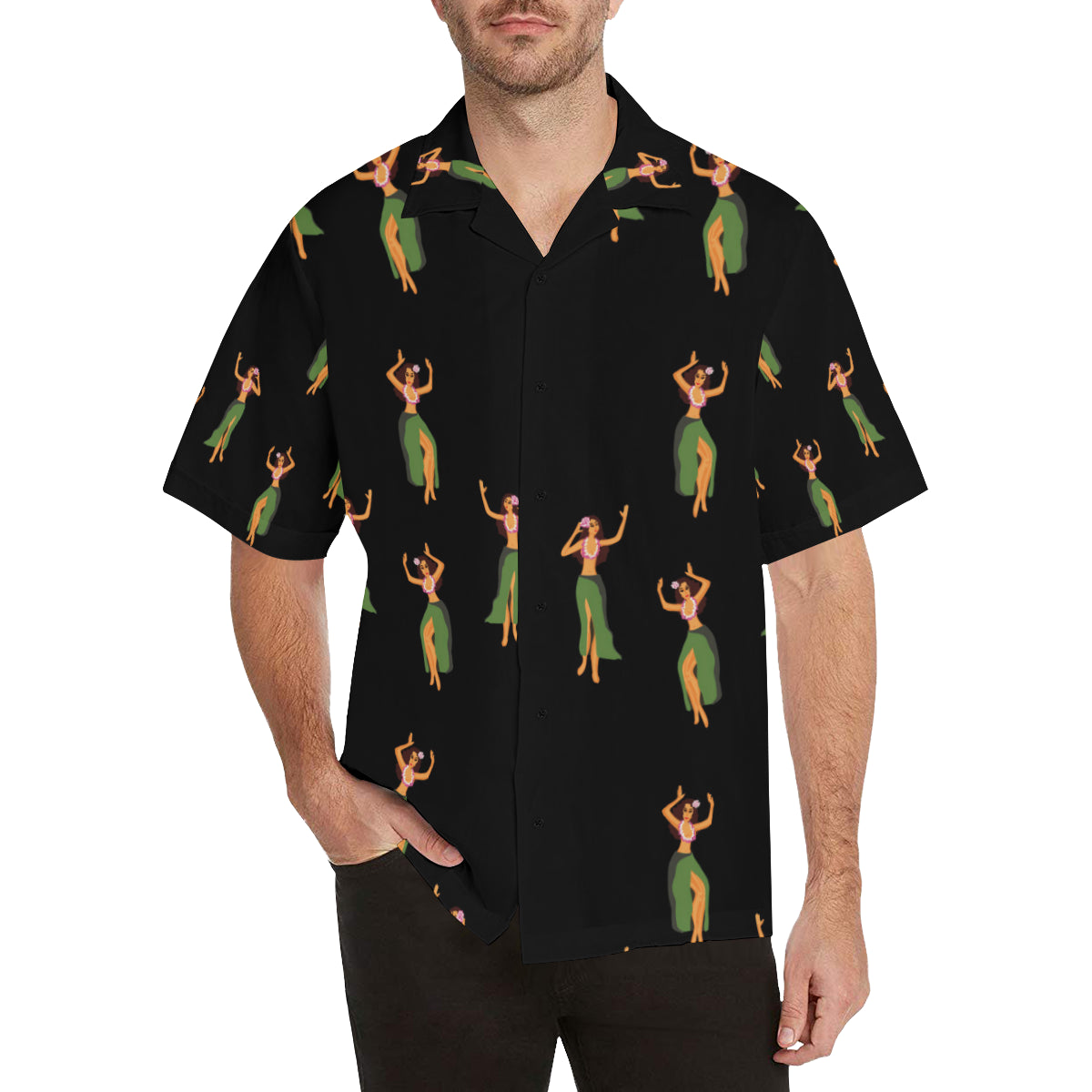 Hula Dancers Girl Pattern Print Design 01 Men's Hawaiian Shirt