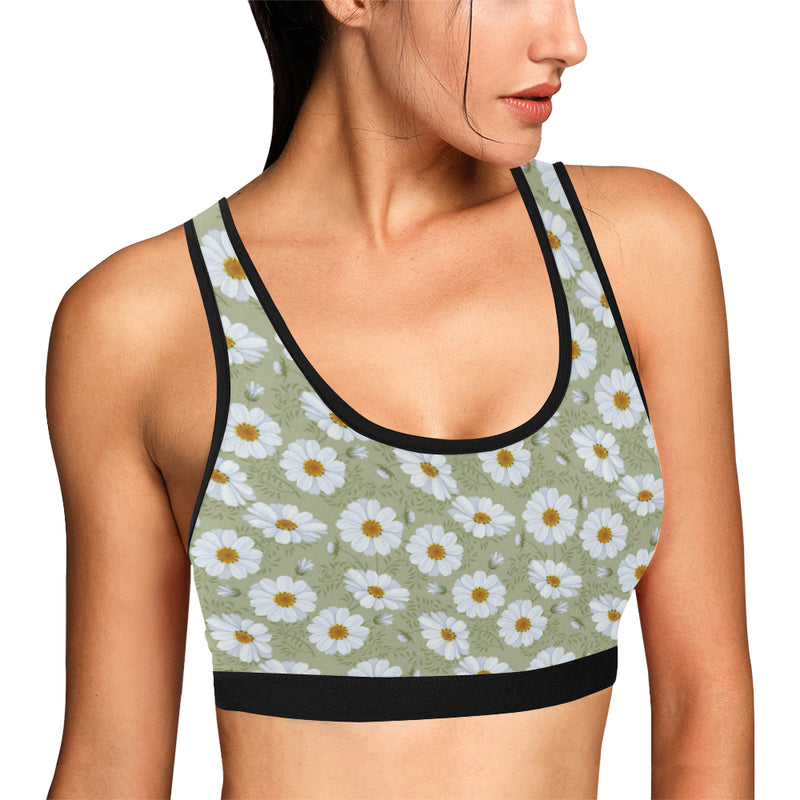 Daisy Yellow Print Pattern Sports Bra