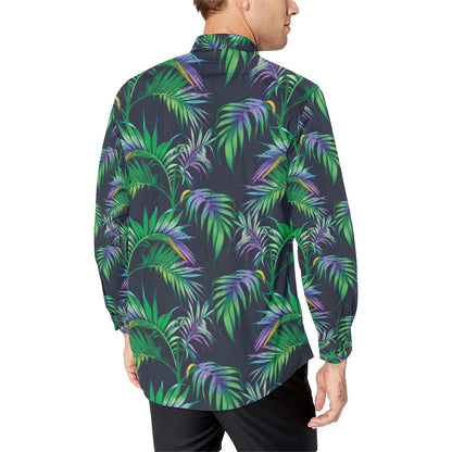 Palm Leaves Pattern Print Design PL04 Men's Long Sleeve Shirt
