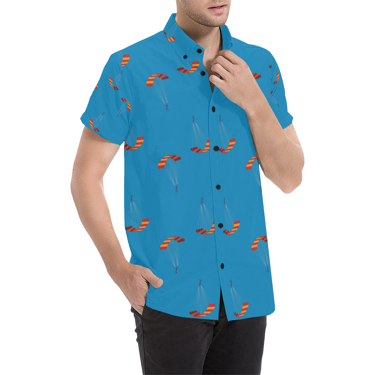 Paratrooper Pattern Print Design A01 Men's Short Sleeve Button Up Shirt