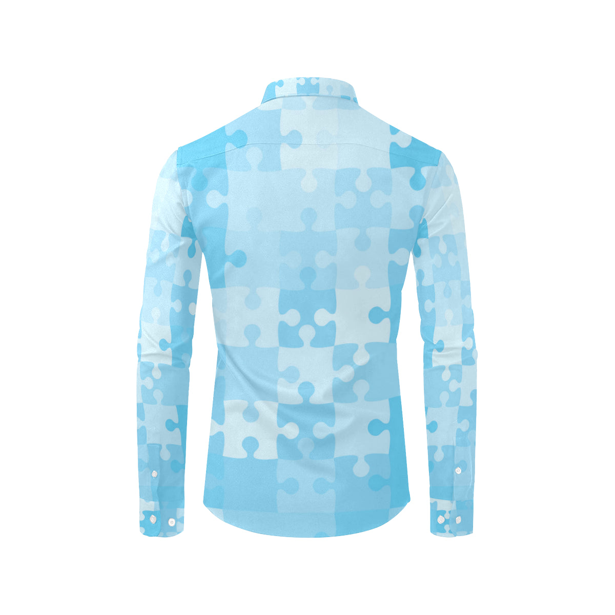 Puzzle Blue Pattern Print Design A04 Men's Long Sleeve Shirt