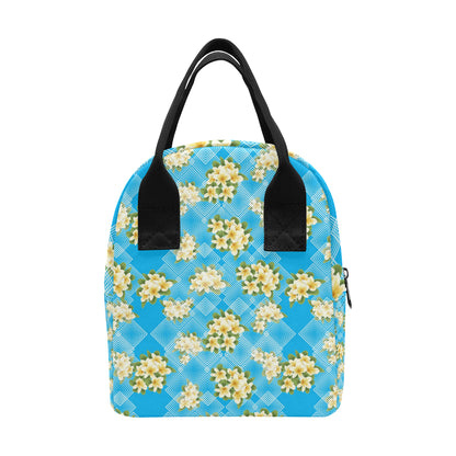 Yellow Plumeria Design Print Pattern Insulated Lunch Bag