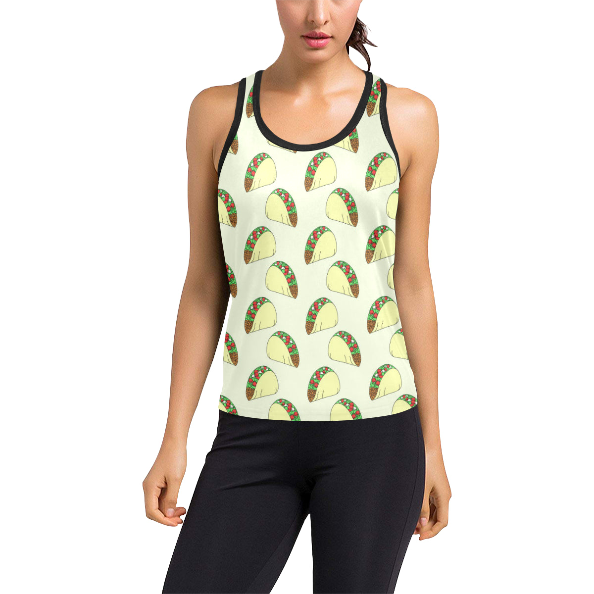 Taco Pattern Print Design TC05 Women's Racerback Tank Top