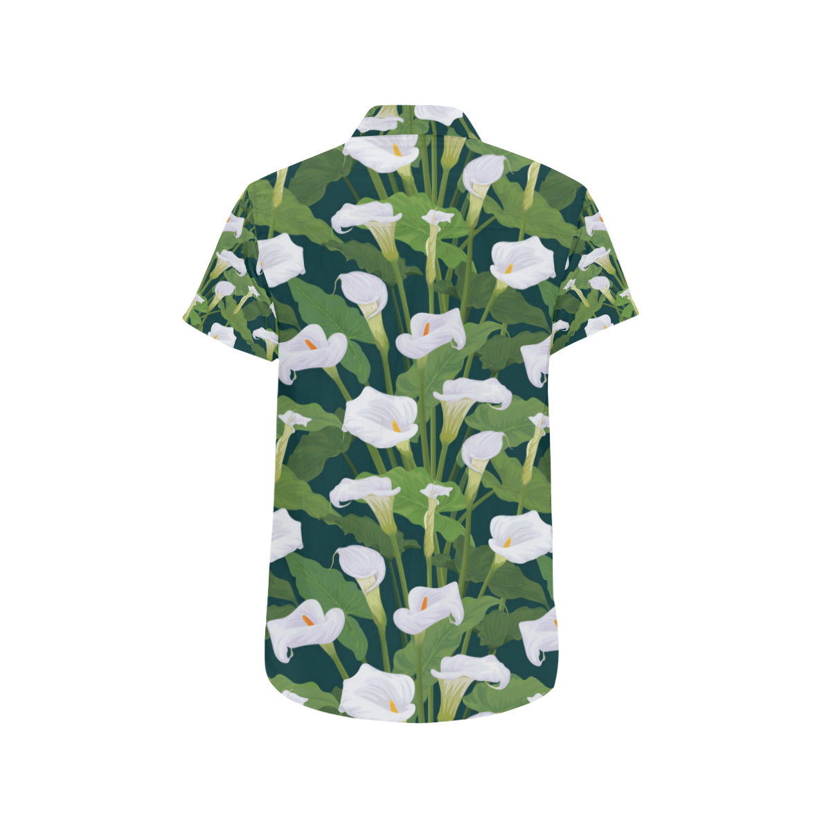 Lily Pattern Print Design 04 Men's Short Sleeve Button Up Shirt