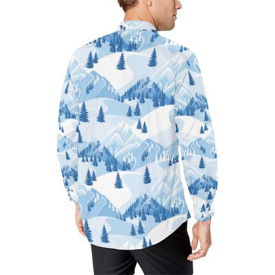 Mountain Pattern Print Design 03 Men's Long Sleeve Shirt